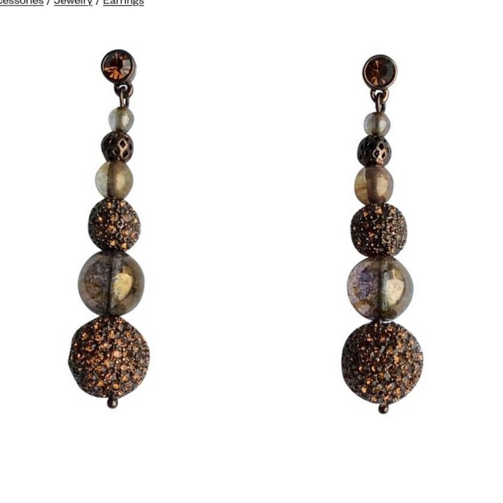 Brown Gold Graduated Ball Drop Earrings